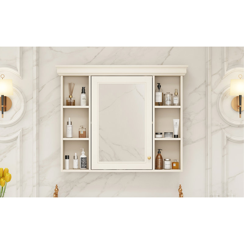Bathroom Storage Cabinet, 28.74" H x 35.5" W x 7.16" D, Beige