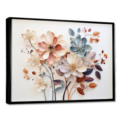 White Botanical Collage - Abstract Botanicals Canvas Prints