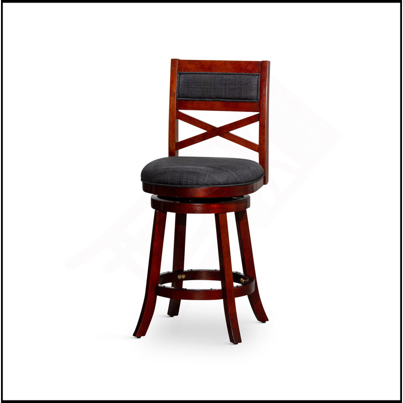 Tabouret pivotant à dossier en X 30 po, Gris, Brun