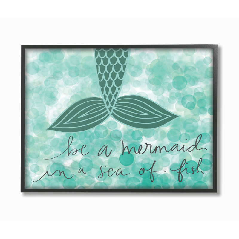 "Burkett Be a Mermaid", art sur toile, H 16 po x l 20 po x P 1,5 po, Giclée encadrée noir minuit