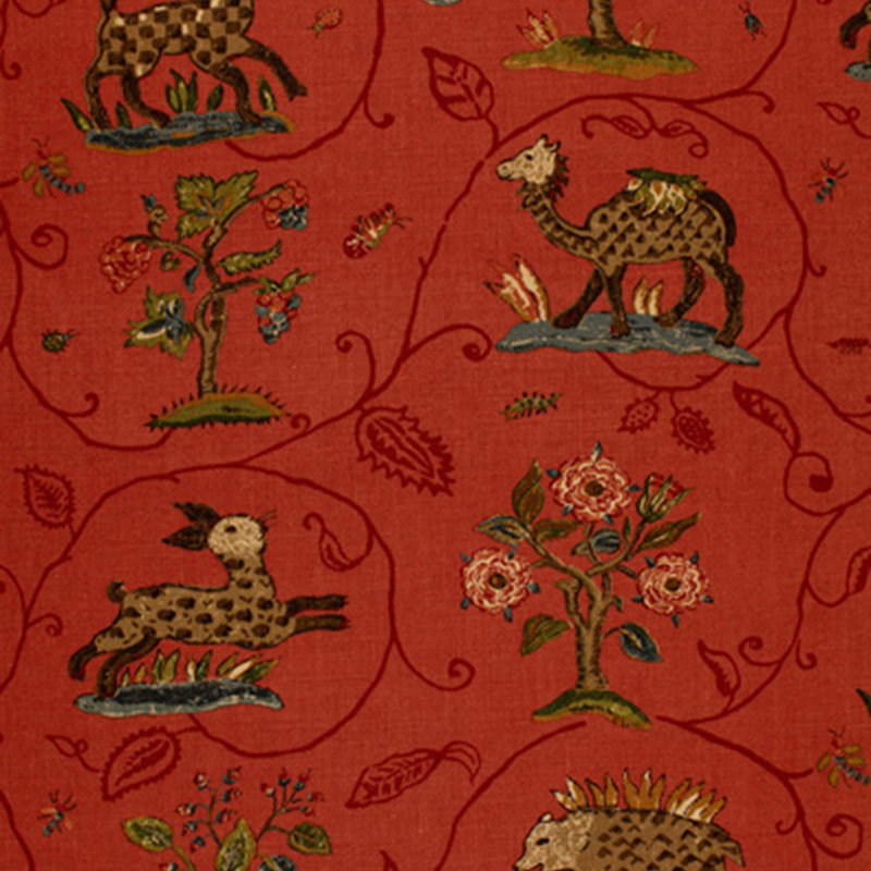 Tissu La Menagerie, Rouge flamme