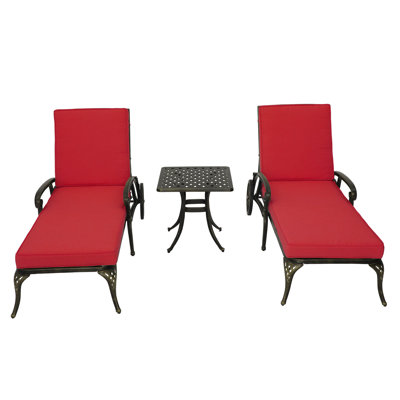 Outdoor Metal Chaise Lounge Set with Coffee Table (Set of 2) by Astoria Grand