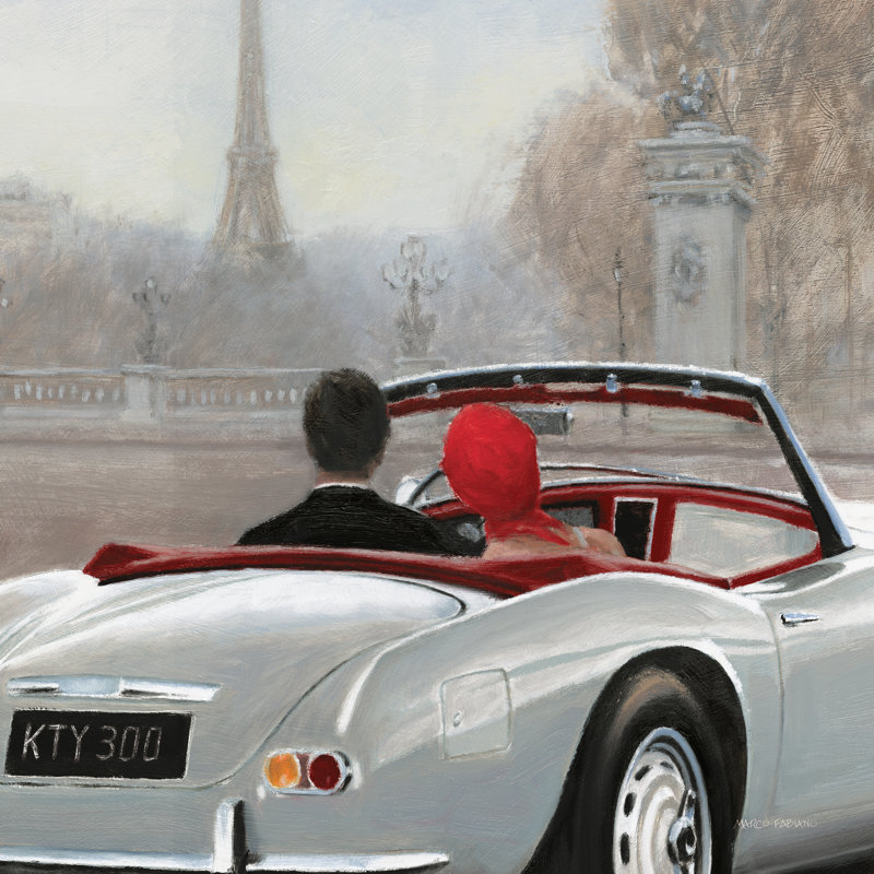 " A Ride In Paris II Crop " by Marco Fabiano Painting Print, 20" H x 20" W  