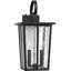 Lanterne murale d'extérieur 18,5 po à 2 lumières noires avec verre ondulé, applique d'extérieur de style campagne moderne