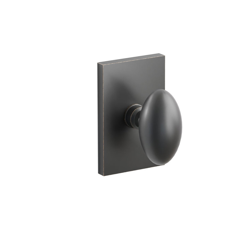 Emtek Dummy Knobset w/ Modern Rectangular Rosette and Egg Knob, Oil Rubbed Bronze