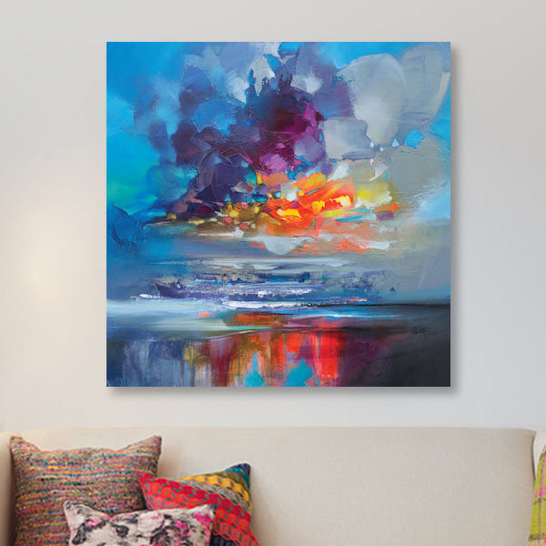 « arisaig orange », impression sur toile, H 37 po x l 37 po x P 1,5 po, Toile tendue, Pas de tapis