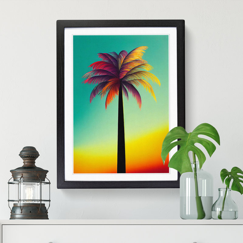 Palm Tree Vol.1 1 Piece Single Picture Frame Wall Art, 34cm H x 25cm W x 2cm D, Black