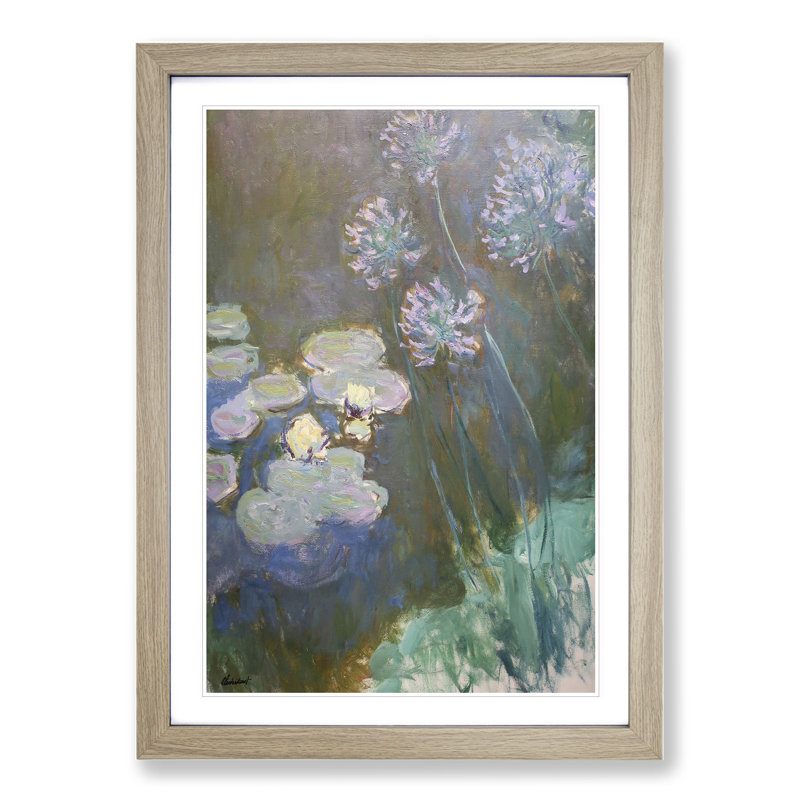 Water Lilies Lily Pond Vol.6 by Claude Monet - Picture Frame Painting, 65cm H x 48cm W x 2cm D, Oak