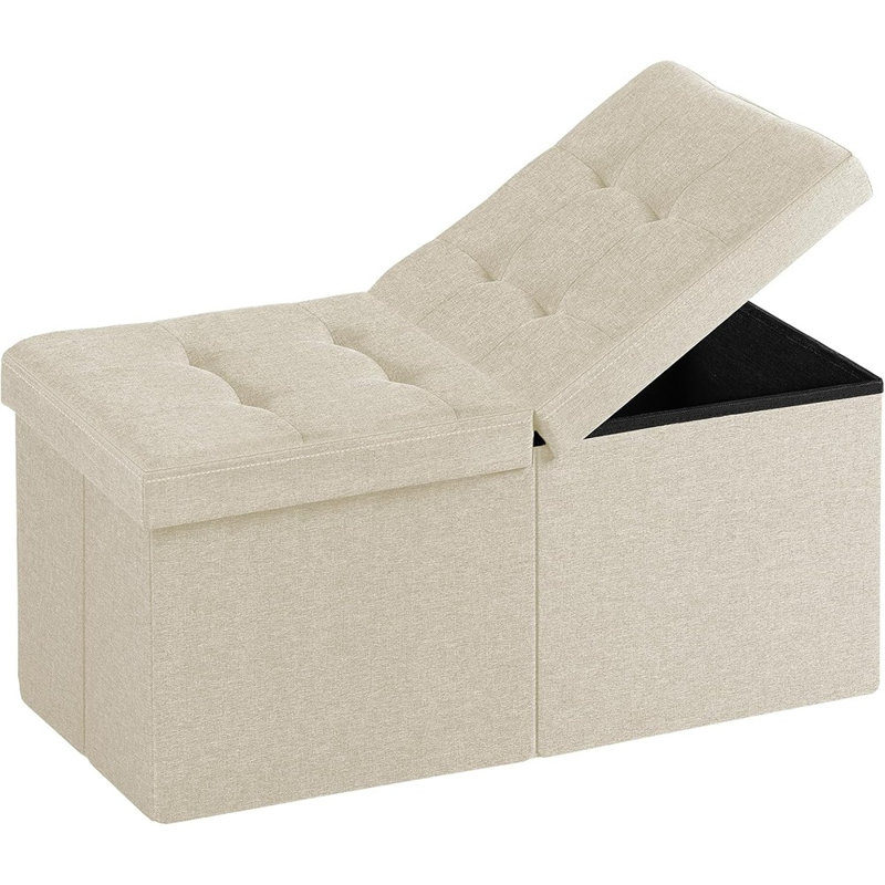 Banc de rangement avec repose-pieds, repose-pieds avec rangement, banc de bout de lit et table basse pour le salon, la chambre à coucher ou le vestibule (beige)
