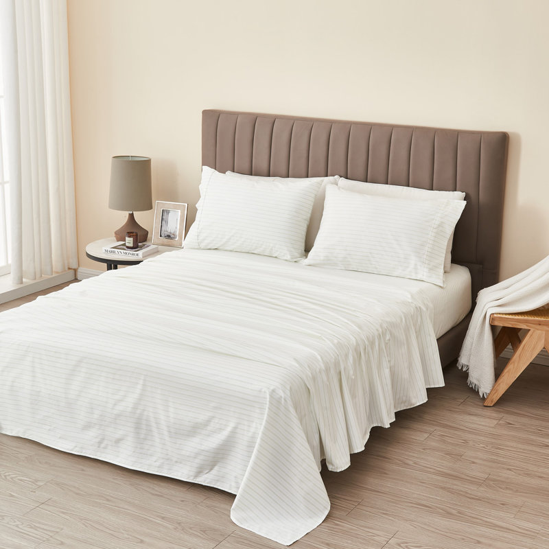 Laurel Green Twin Striped Microfiber Sheet Set