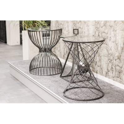 Aquilla Glass Top Pedestal End Table