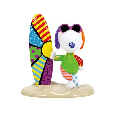 Enesco Peanuts BRITTO Joe Cool Snoopy with Surfboard Figurine 7 Inch