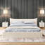Structure de lit tapissier grand format et tissu en velours, lit plateforme avec tête de lit courbée décorative et structure en bois massif, aucun sommier requis (68 po x 87,75 po x 24,25 po)-134008413