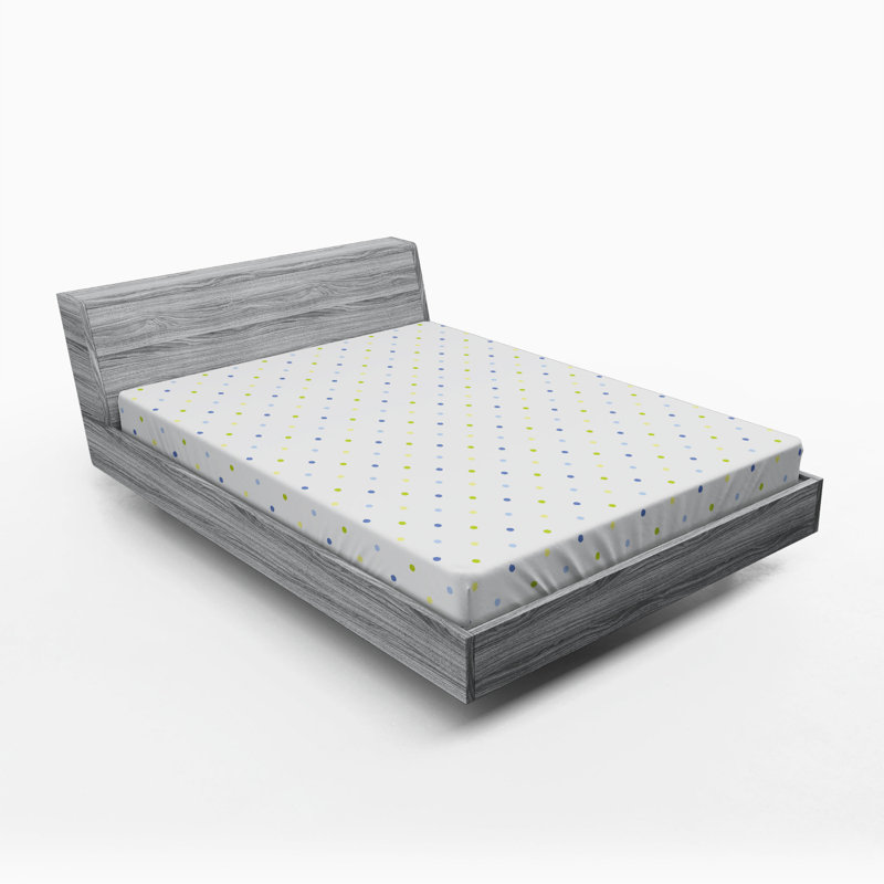 Microfiber Fitted Sheet, Queen Fitted Sheet, Blue/Green Polka Dots
