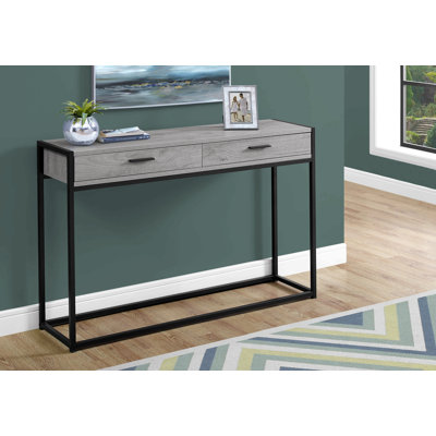 Table d'appoint, console, vestibule, étroit, canapé, tiroir de rangement, salon, chambre à coucher, métal noir, contemporain, moderne