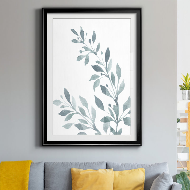 «Blue Botanical Wash I», reproduction de cadre photo sur papier, H 18,5 po x l 24,5 po x P 1,5 po, Papier encadré noir