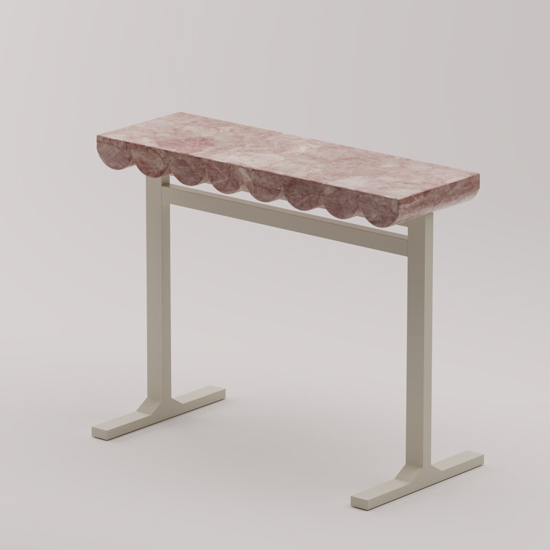Wave Console Table, Pastel Turquoise, Pink Quartz