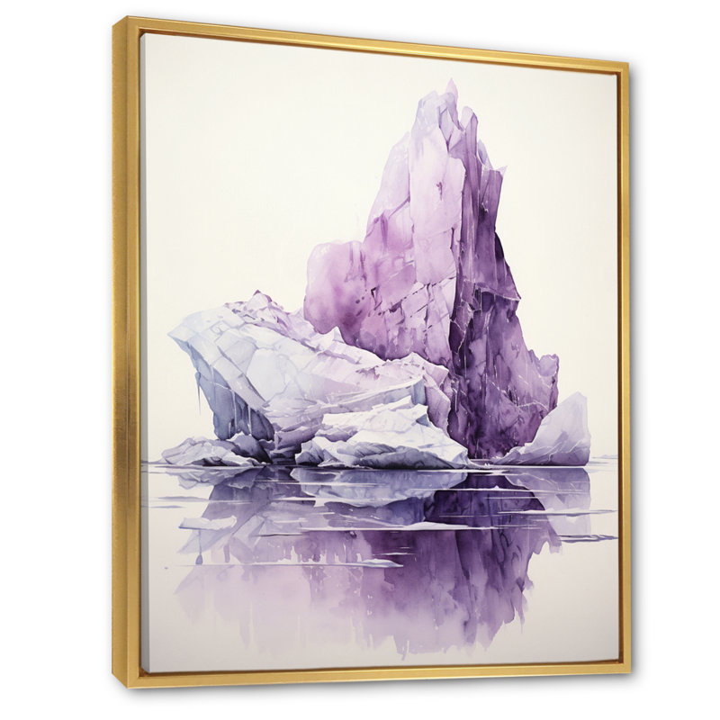 Iceberg mauve mystérieux - Impression, H 32 po x l 16 po x P 1 po, Toile avec cadre flottant or