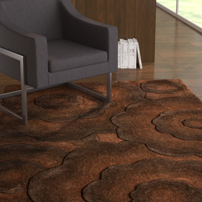 Tapis brun laine tufté main Panama, Rectangle 5' x 8'
