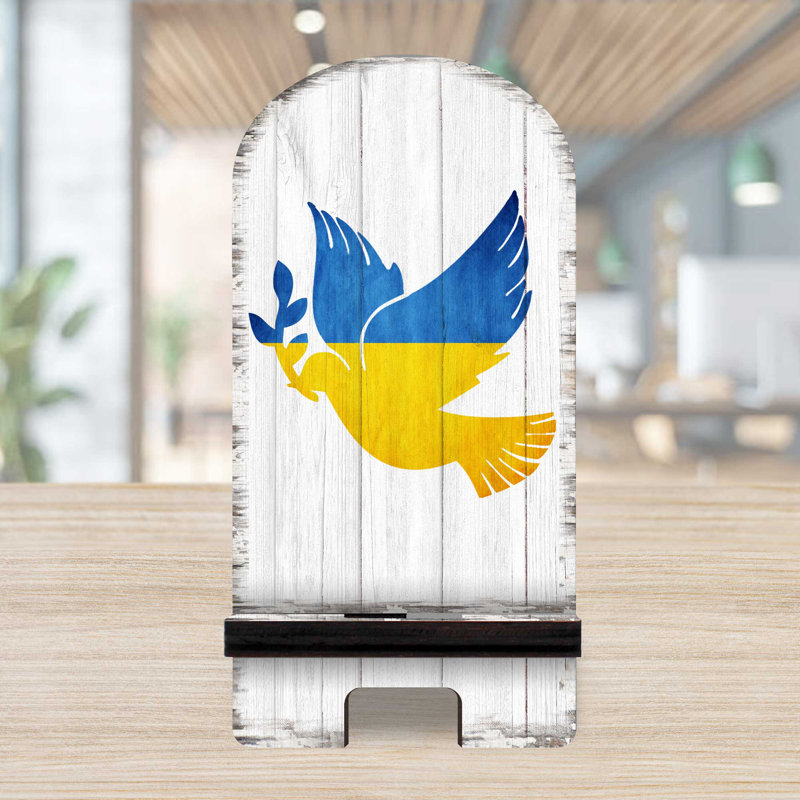 Support de bureau Designocracy bleu / jaune / blanc, H 6 po x l 3 po x P 3 po