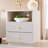 Fluted End Table with Charging Station, 21.65" Wide Side Table with 2 Drawers-1610142332