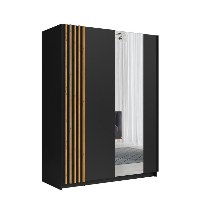 Baydero 2 Door Manufactured Wood Wardrobe, Natural/Black