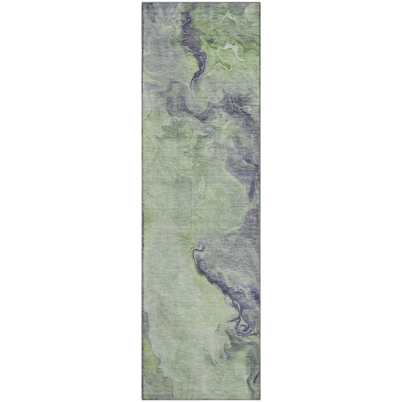Tapis abstrait lavable à la machine de qualité supérieure Slesnick AMF1680, Tapis de couloir 2 pi 3 po x 7 pi 6 po