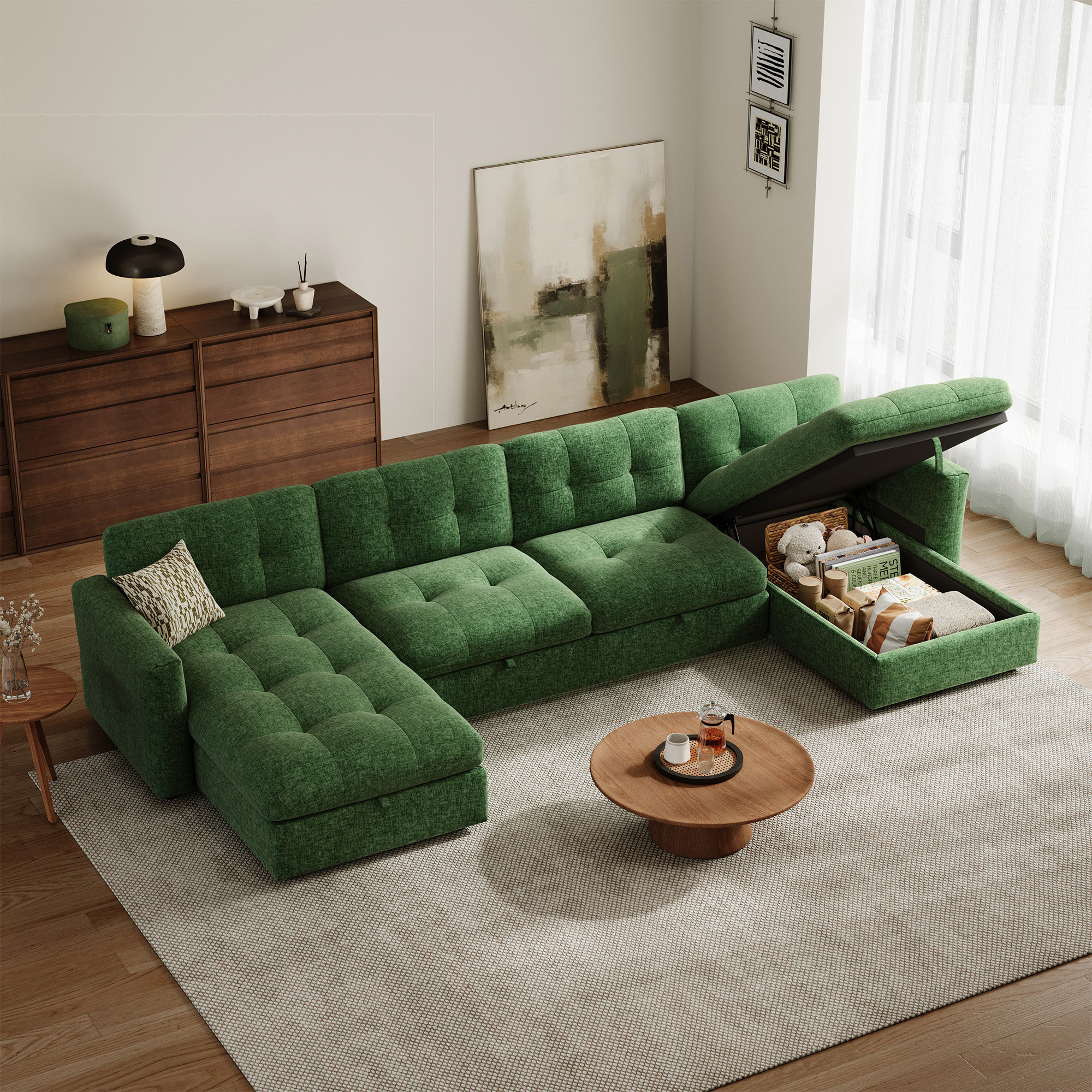 Latitude Run® 152" Oversized U-Shape Chenille Modular Sectional Sofa ...