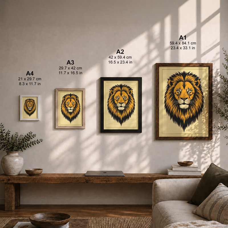 Noble Lion Rustic - Framed Print, Unframed, A4 - 29.7 x 21.0 cm