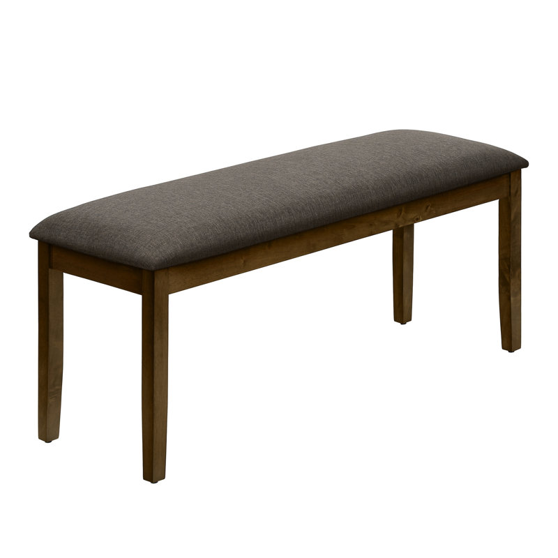 Bench, 44" Rectangular, Upholstered, Wood, Dining Room, Kitchen, Entryway, Brown Solid Wood, Brown Fabric, Transitional