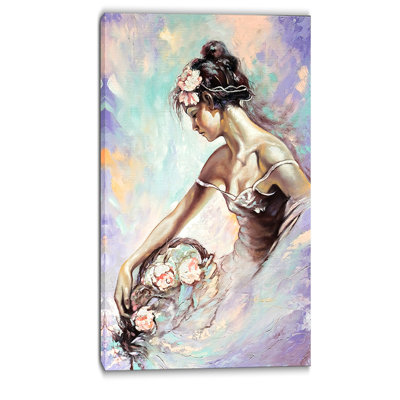 «Girl with Flower Bouquet», peinture