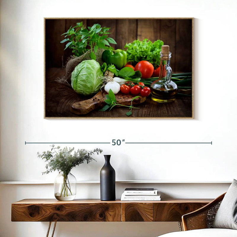 Fruits et légumes biologiques, Cadre flottant en bois naturel, 40 po x 27 po