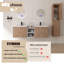 Ensemble de meuble-lavabo double 60 po avec lavabo en résine, petite tablette de rangement et armoires murales-977780611