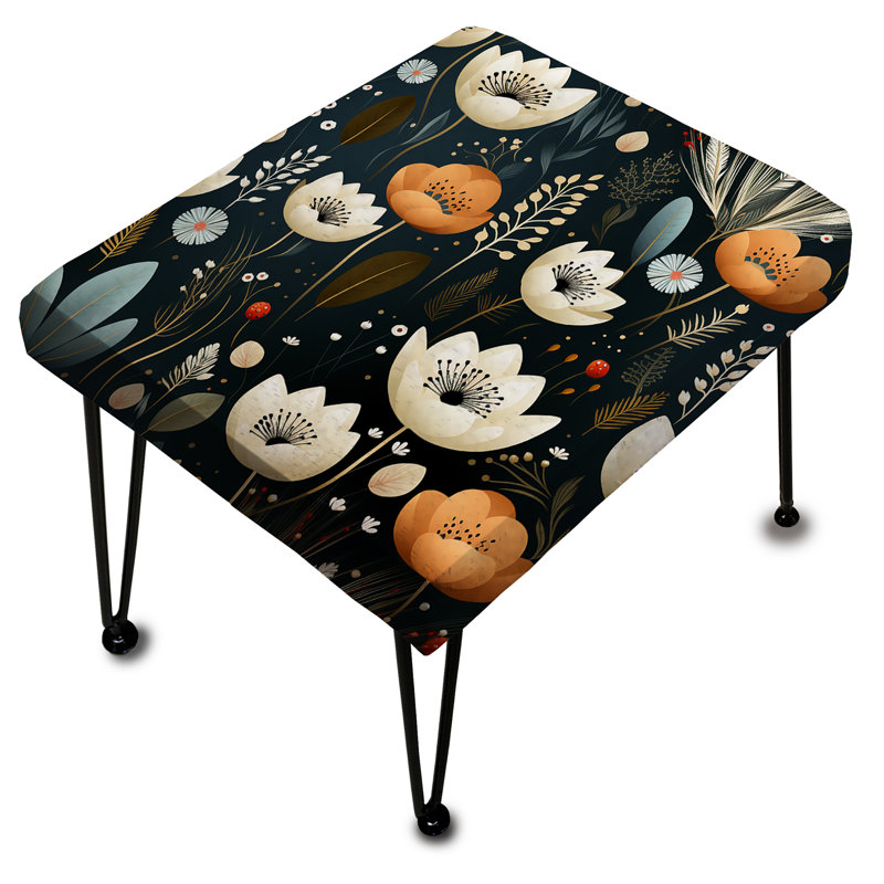 Motif fantaisiste bohémien à motif floral III - Repose-pieds rectangulaire floral