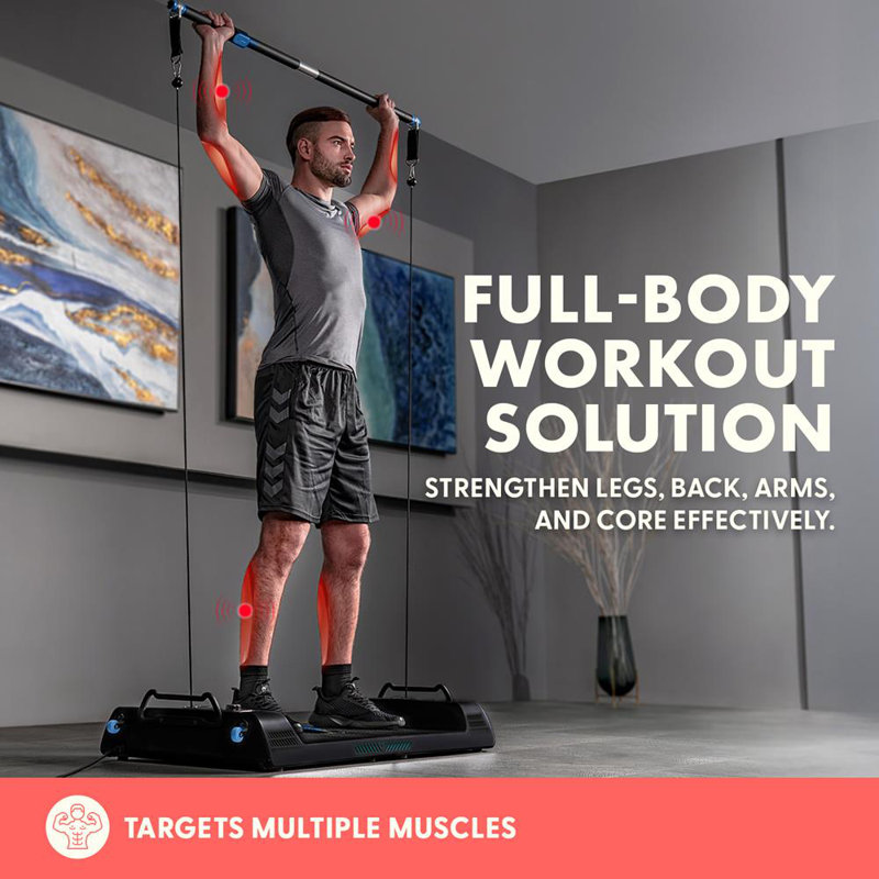 SQUATZ Apollo Board Mini: 150Lb Resistance Smart Cable Machine, Functional Trainer For Full Body Workouts, Full Body Strength, Digital Home Gym Equipment With Free App Includes Accessories, Blue