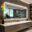 Miroir de salle de bain DEL grand format 72 pouces pour double vasque, haut-parleur Bluetooth, affichage intelligent de l'heure et de la date, antibuée, intensité lumineuse réglable 3 couleurs-311508239