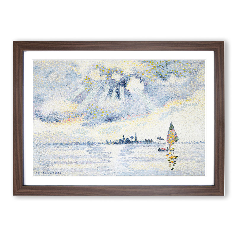 Sunset on the Lagoon by Henri-Edmond Cross - Picture Frame Painting, Walnut Framed, 27cm H x 36cm W x 2cm D