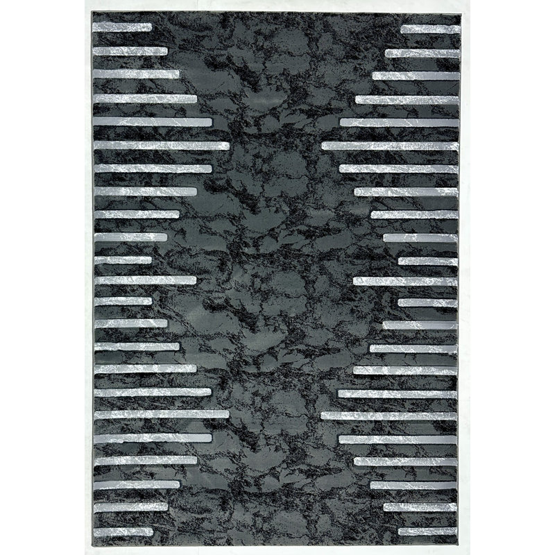 Abstract Thick Area Rug Hand Carved Modern Geometric Carpet Design 80019 Grey 8X10, Rectangle 7'11" x 10'10"
