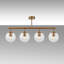 Lustre rétro en cuivre, hauteur réglable, 4 x douilles E14 (40 W maximum), 27,6 x 5,9 x 13,8 pouces | Corps en métal avec capuchon en verre | Design scandinave moderne | Parfait pour le salon, la salle à manger et le vestibule-1149977327