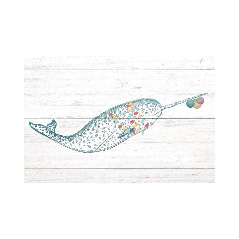 Narwal Christmas by Kimberly Allen - Wrapped Canvas Rectangle Print, 20.32cm H x 30.48cm W