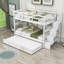 Lit superposé simple en bois avec lit gigogne et tablettes-1122182893