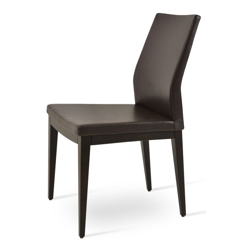 Pasha Wood Dining Chair, Wenge, Light Gray Leatherette