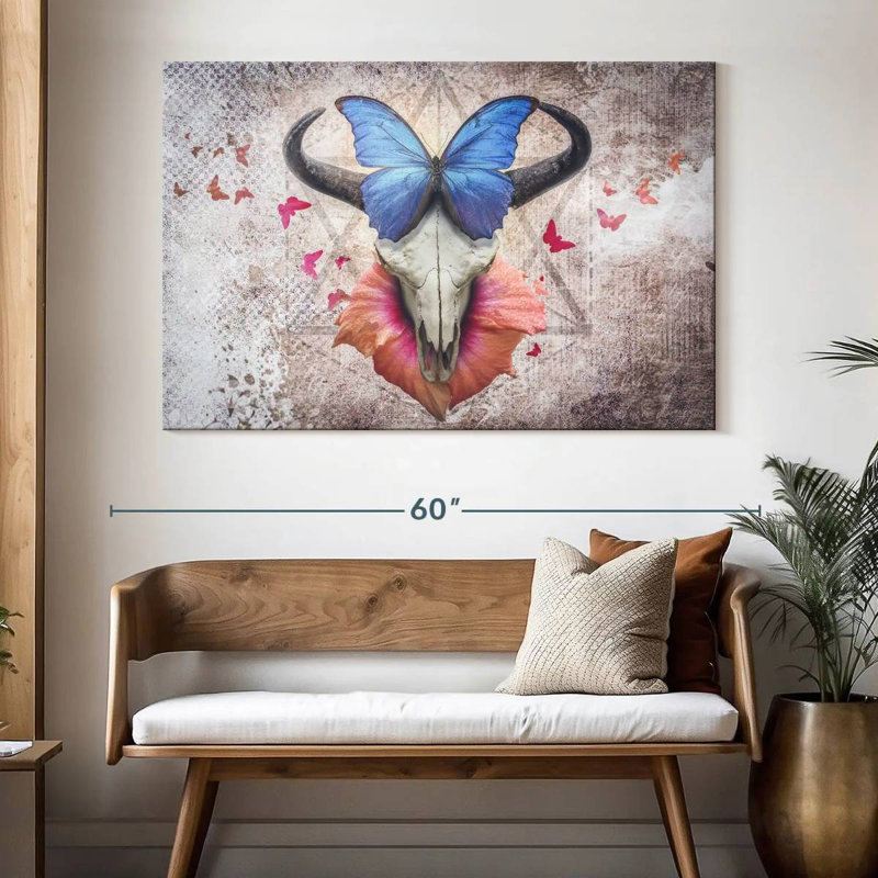 Tête de mort papillon Kerner, H 34 po x l 51 po