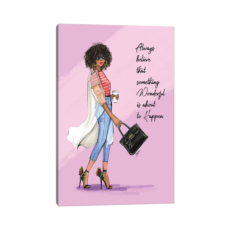 «Afro lundi» par Rongrong DeVoe - impression d'art graphique, H 18 po x l 12 po x 1,5 po, Toile tendue, Aucun mat