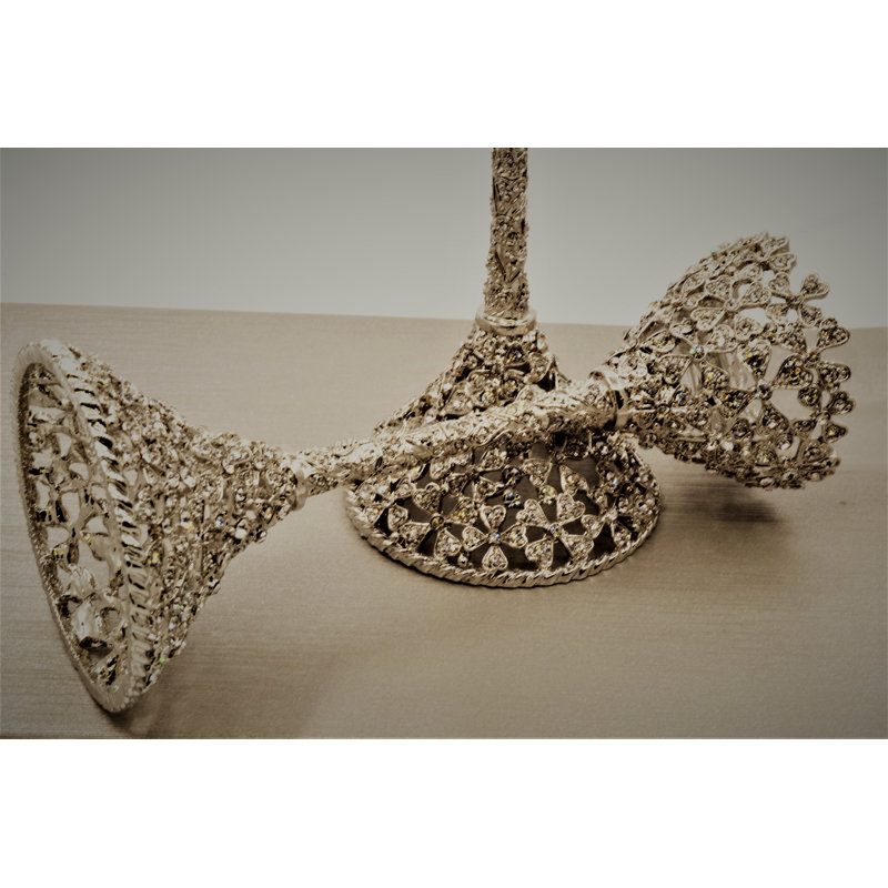 70oz. Handmade Crystal Flute Set, Silver