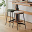 Tabouret de bar scandinave avec siège rembourré et repose-pieds en bois [Vert olive]