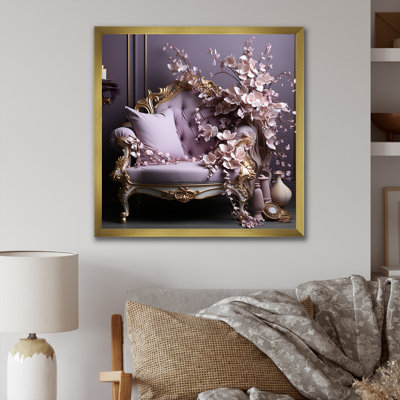 Canapé lilas orné d'accents dorés - lilas, art mural