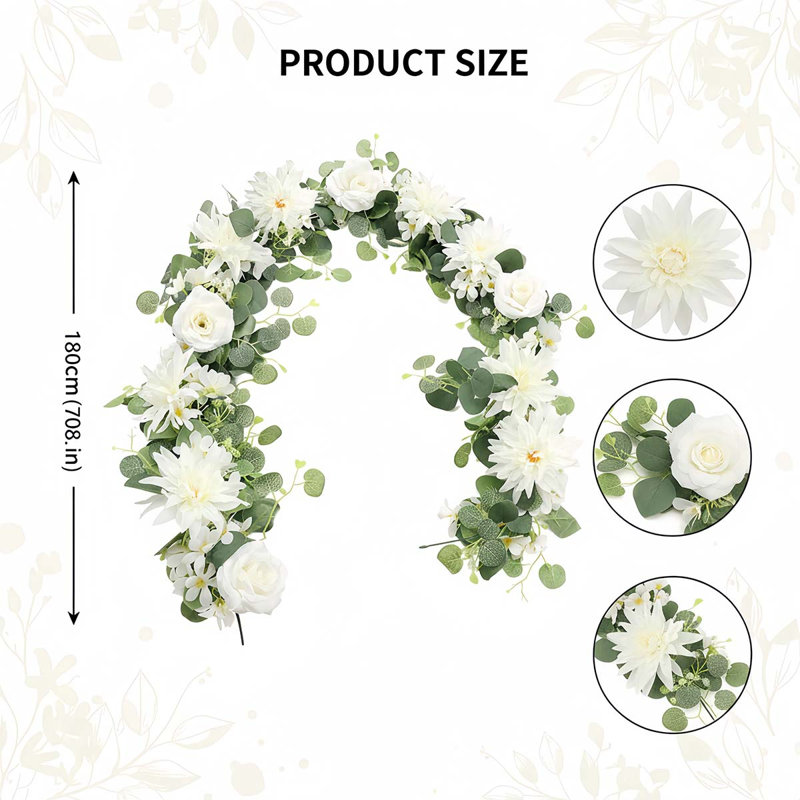 Guirlandes d'eucalyptus avec fleurs, Blanc