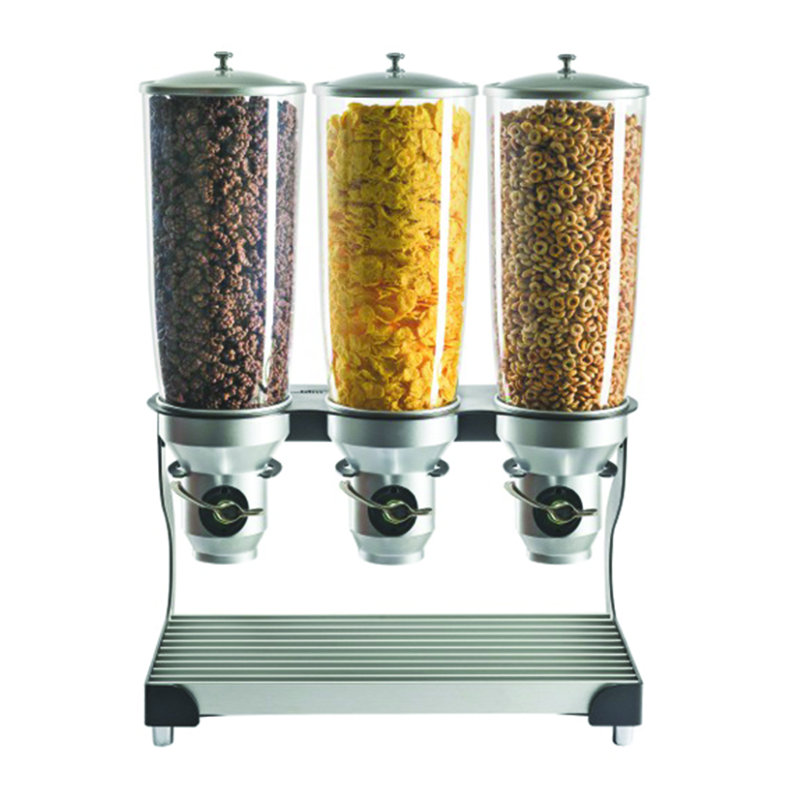 Free Flow 5 Liter Triple Canister Cereal Dispenser, Black