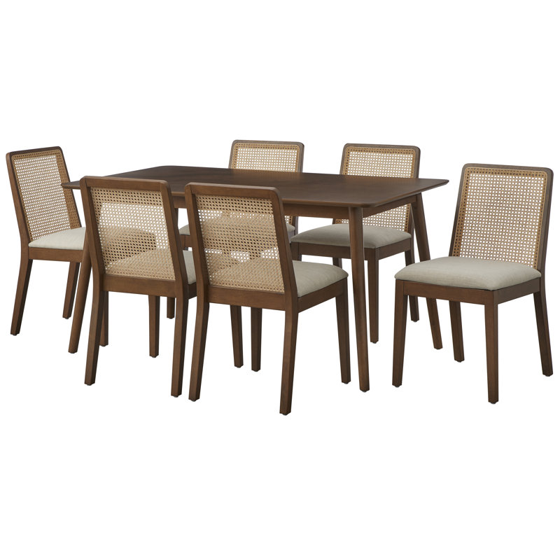 Ensemble repas Newington Cane, 7 pièces : table, 6 chaises